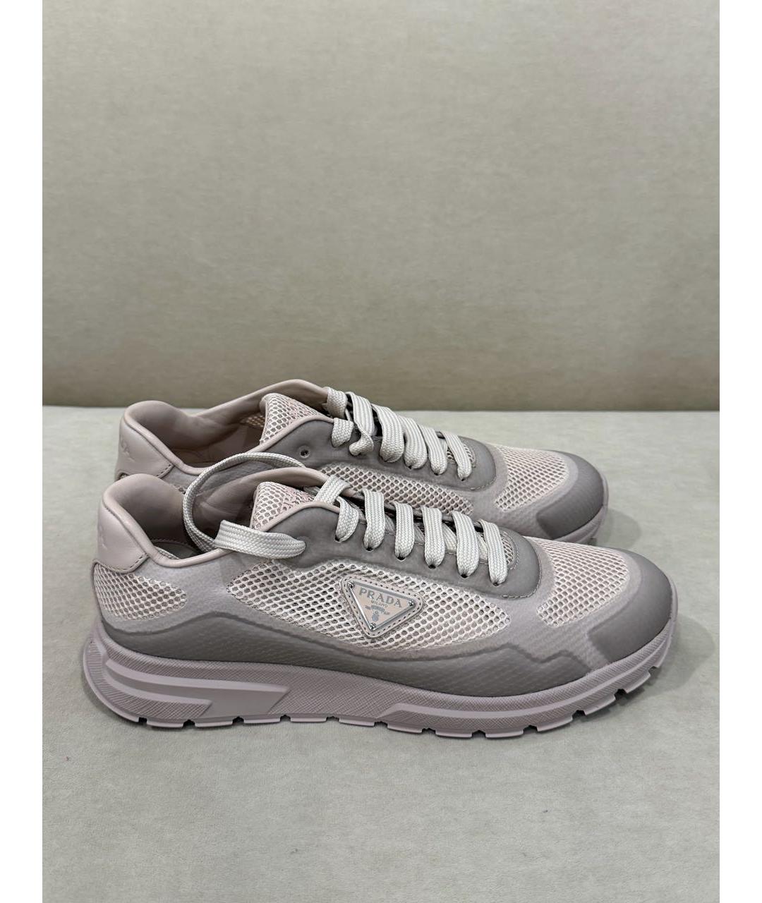 PRADA Бежевые текстильные кроссовки, фото 7