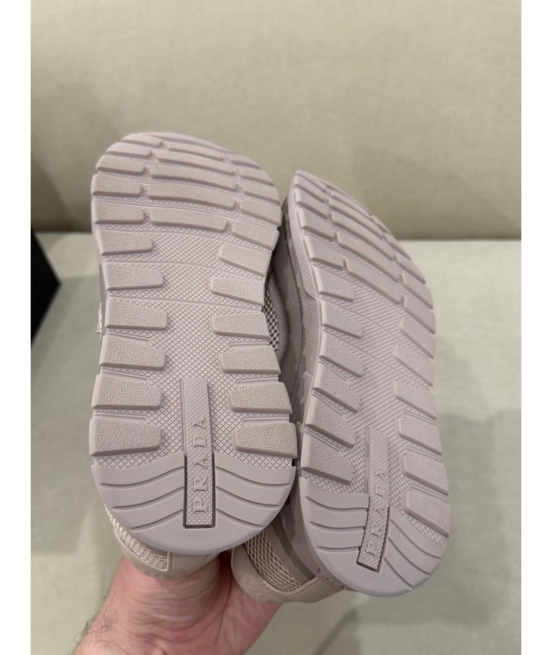 PRADA Бежевые текстильные кроссовки, фото 5