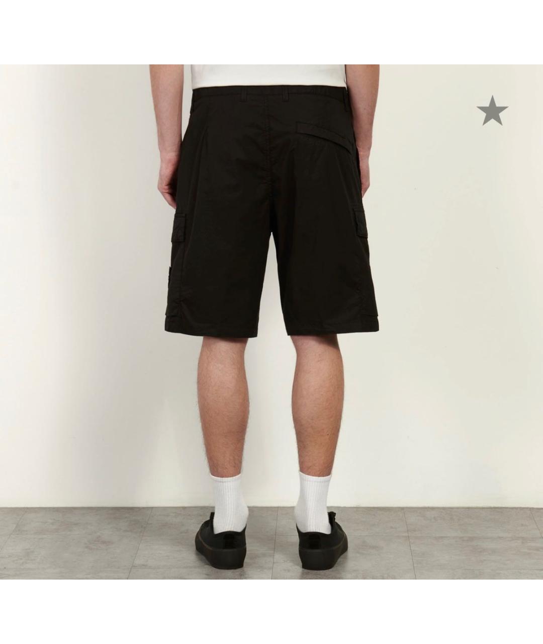 STONE ISLAND Черные хлопковые шорты, фото 4
