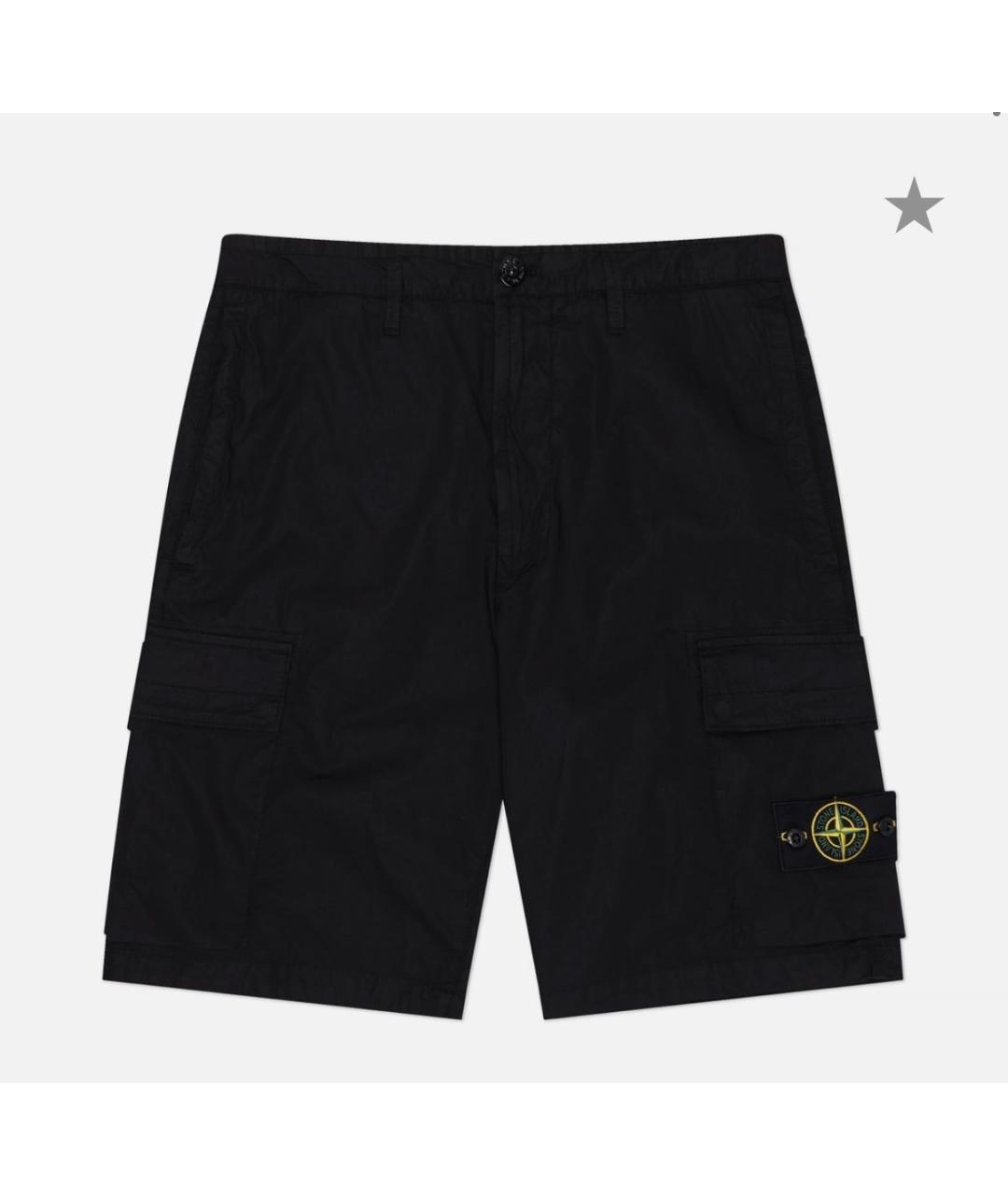 STONE ISLAND Черные хлопковые шорты, фото 8