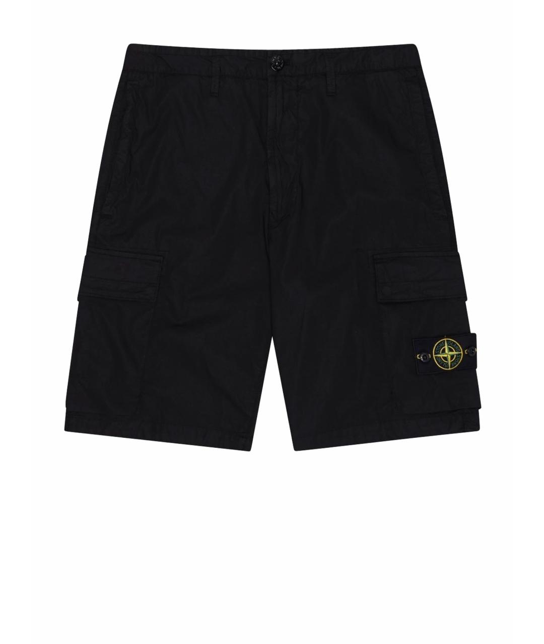 STONE ISLAND Черные хлопковые шорты, фото 1