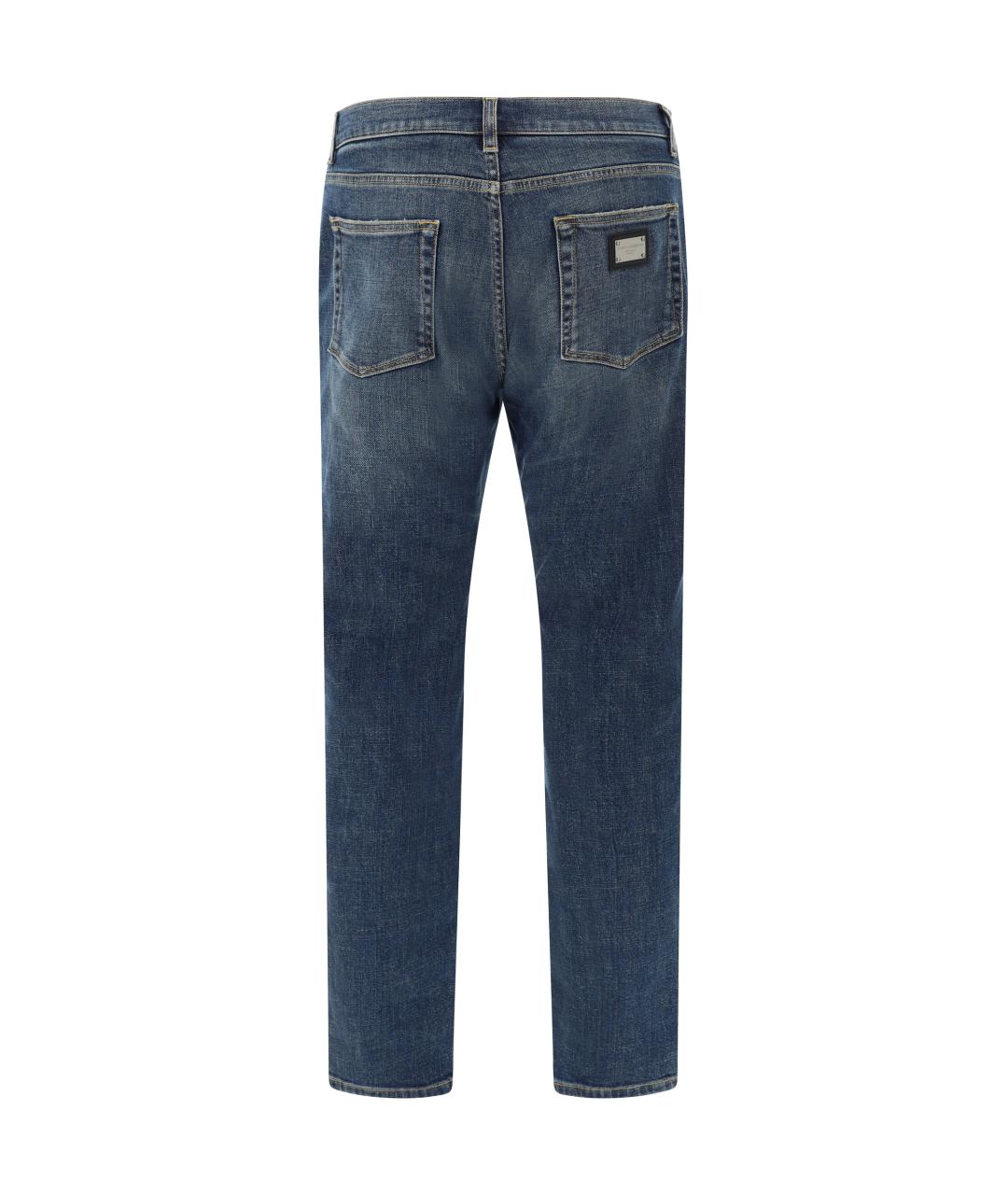 DOLCE&GABBANA Синие хлопковые прямые джинсы, фото 2