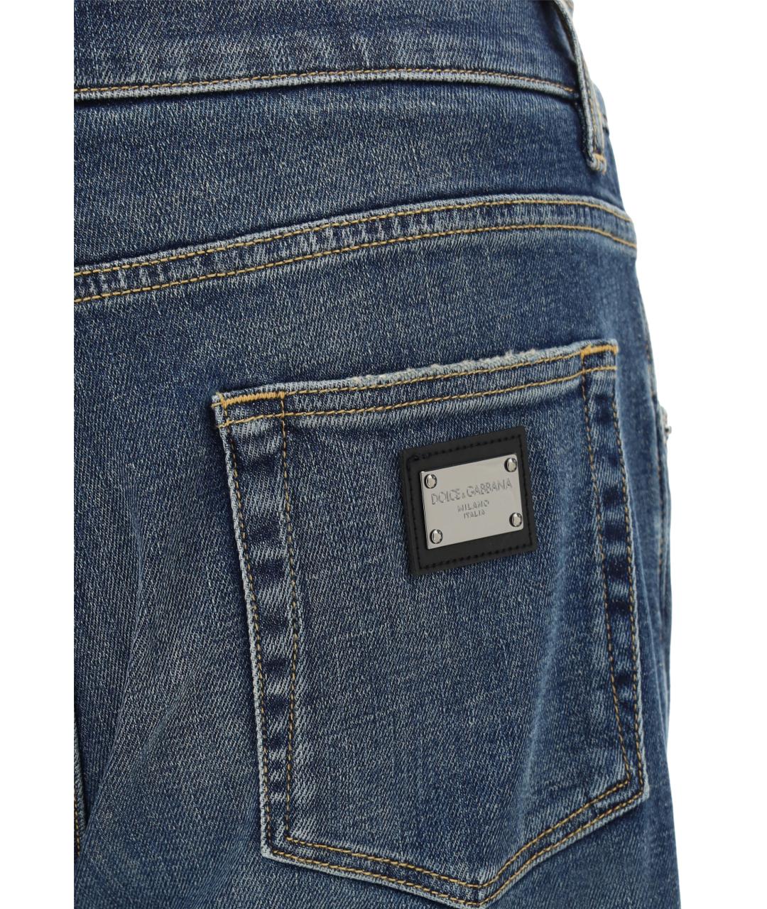 DOLCE&GABBANA Синие хлопковые прямые джинсы, фото 3