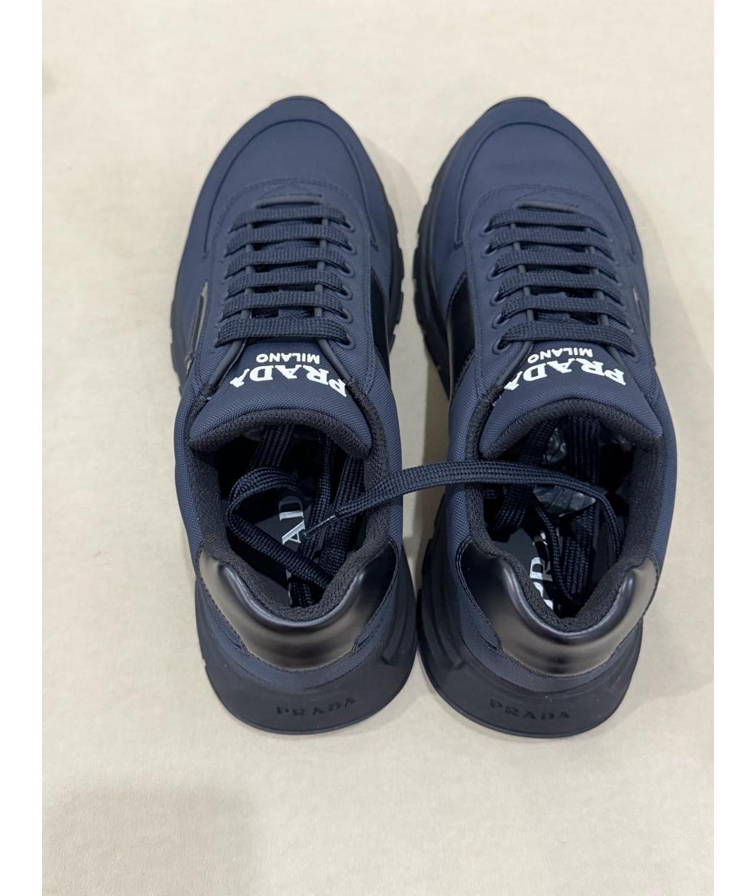 PRADA Темно-синие текстильные низкие кроссовки / кеды, фото 3