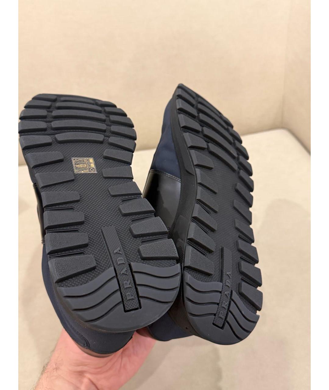 PRADA Темно-синие текстильные низкие кроссовки / кеды, фото 5