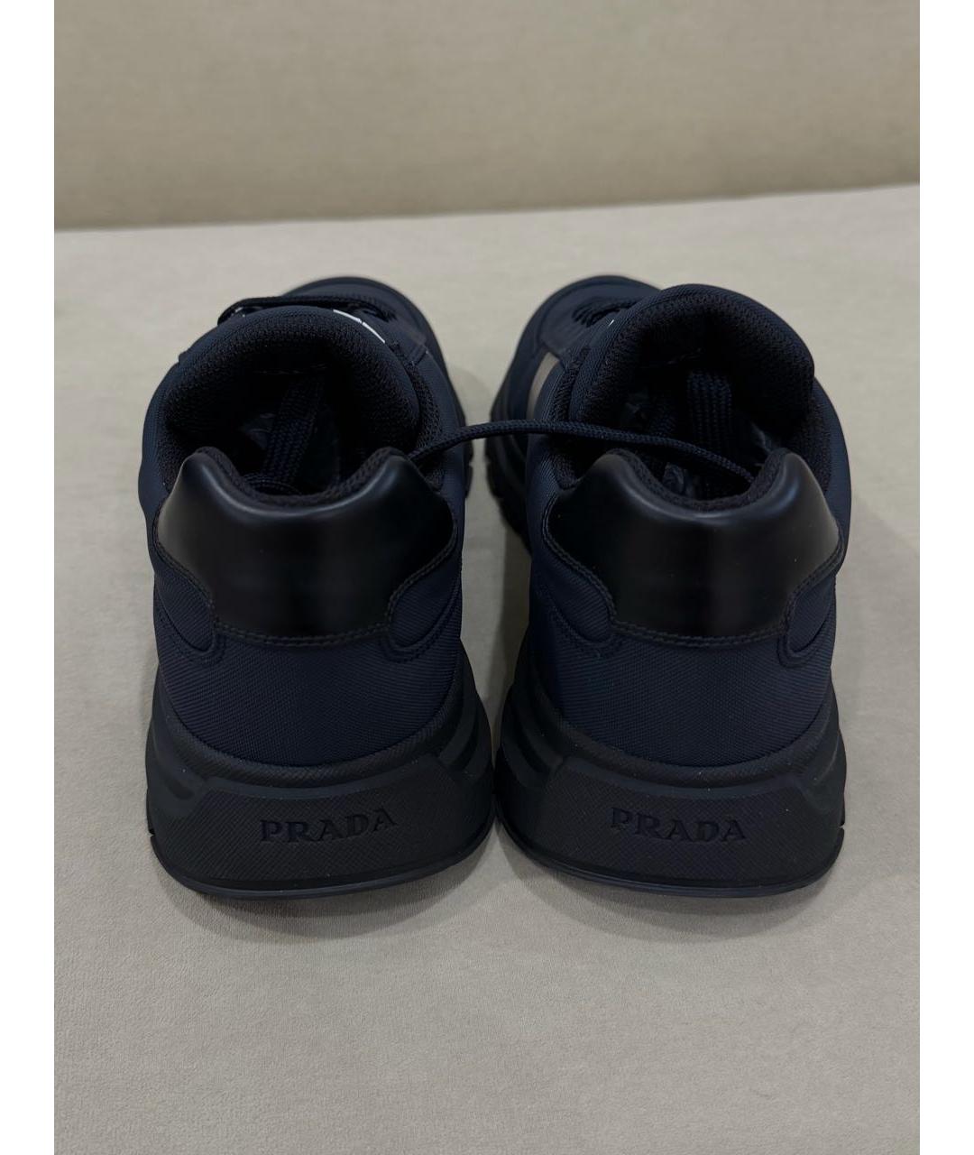 PRADA Темно-синие текстильные низкие кроссовки / кеды, фото 4