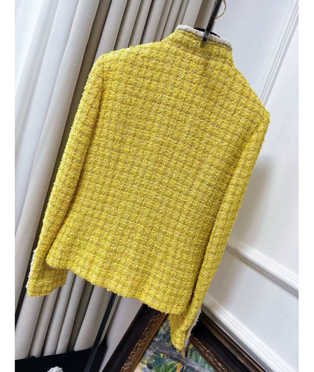 CHANEL Желтый твидовый жакет/пиджак, фото 2