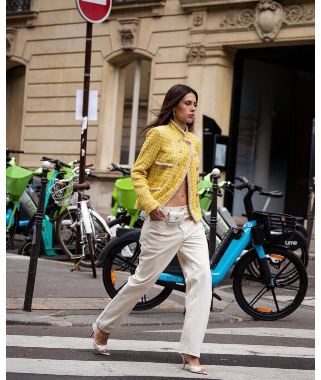 CHANEL Желтый твидовый жакет/пиджак, фото 6