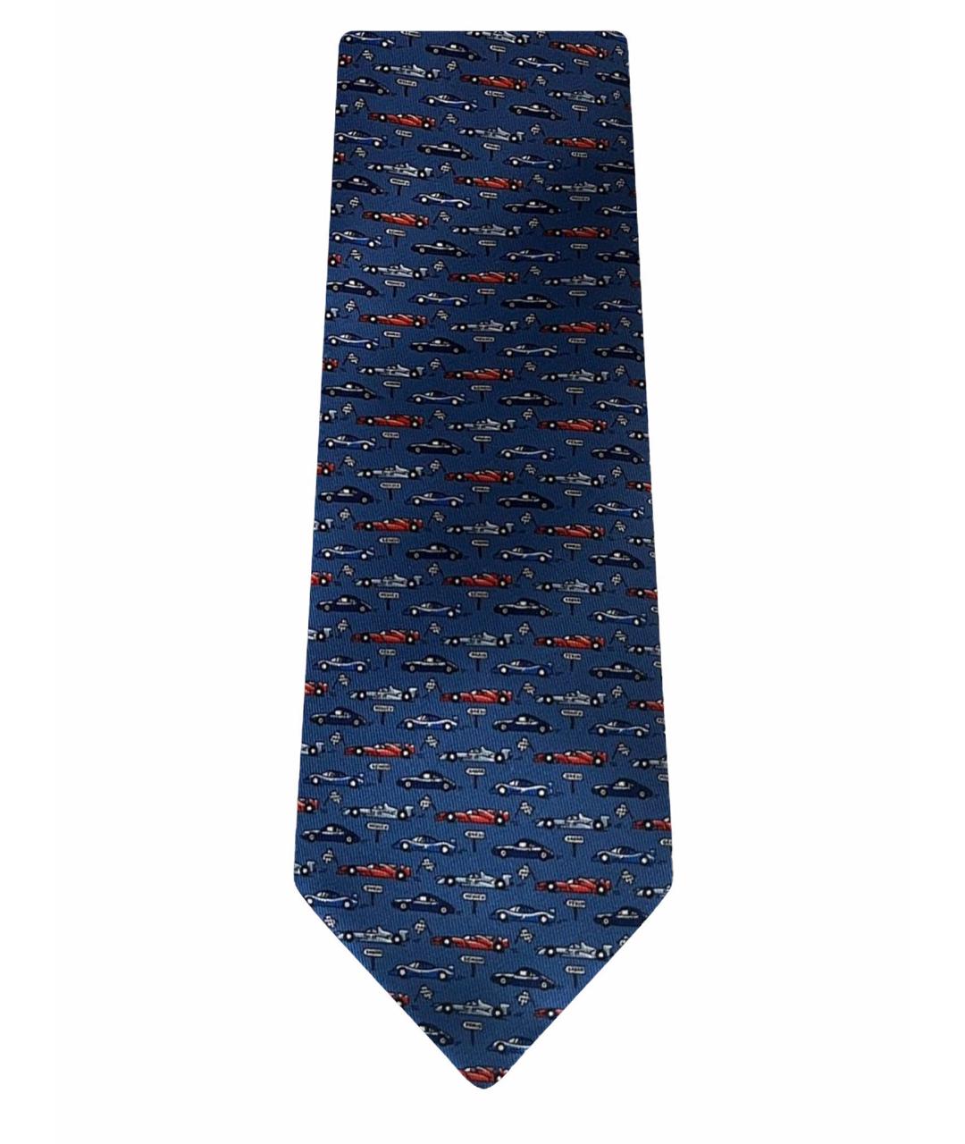 HERMES Синий шелковый галстук, фото 1