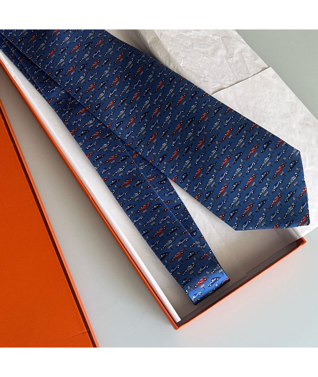 HERMES Синий шелковый галстук, фото 2