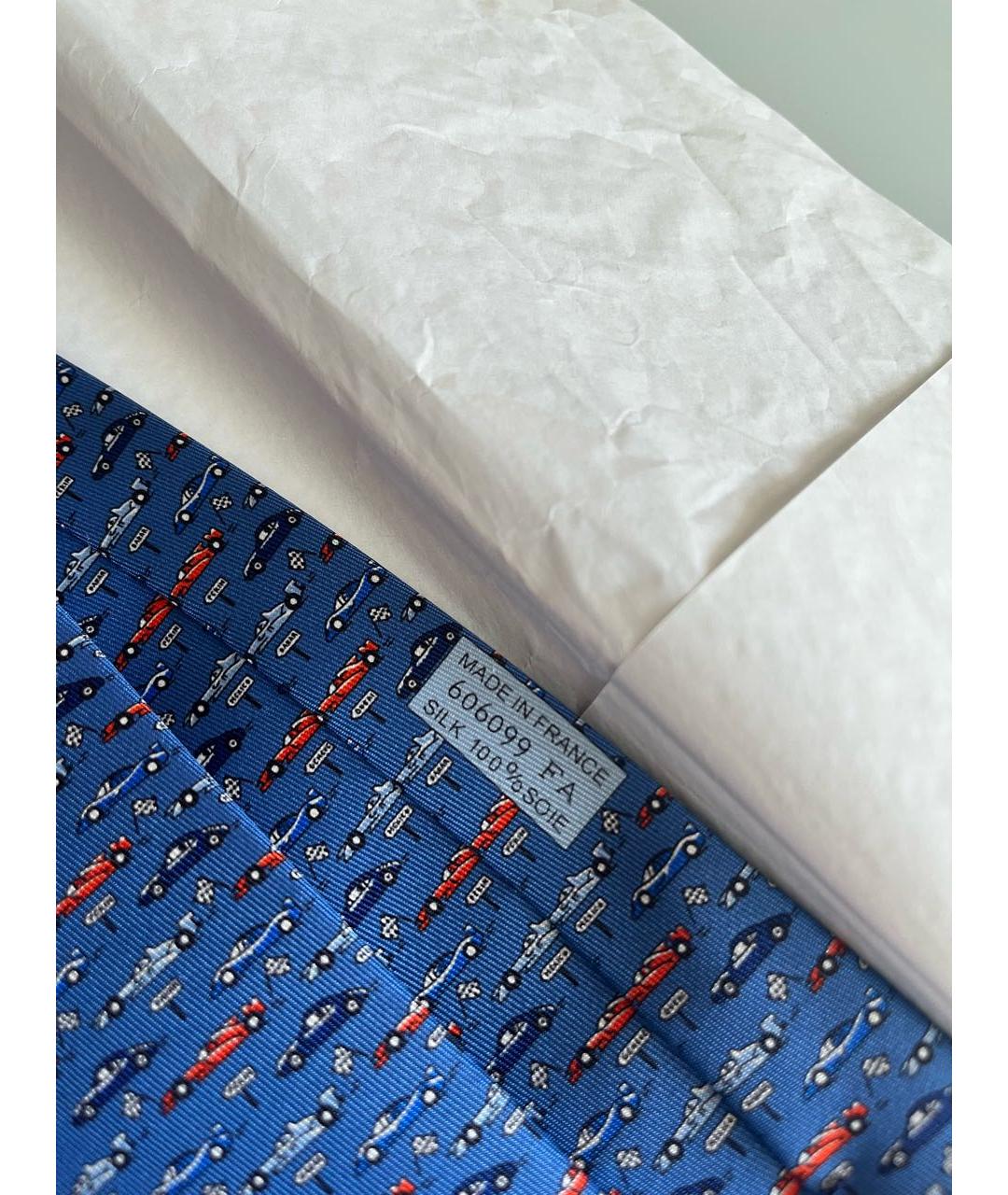 HERMES Синий шелковый галстук, фото 3