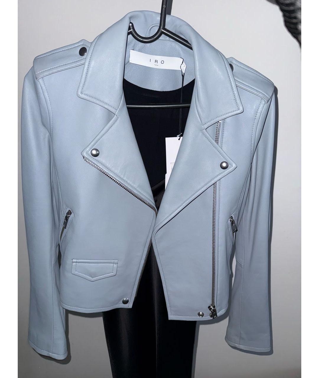 IRO Голубая кожаная куртка, фото 5