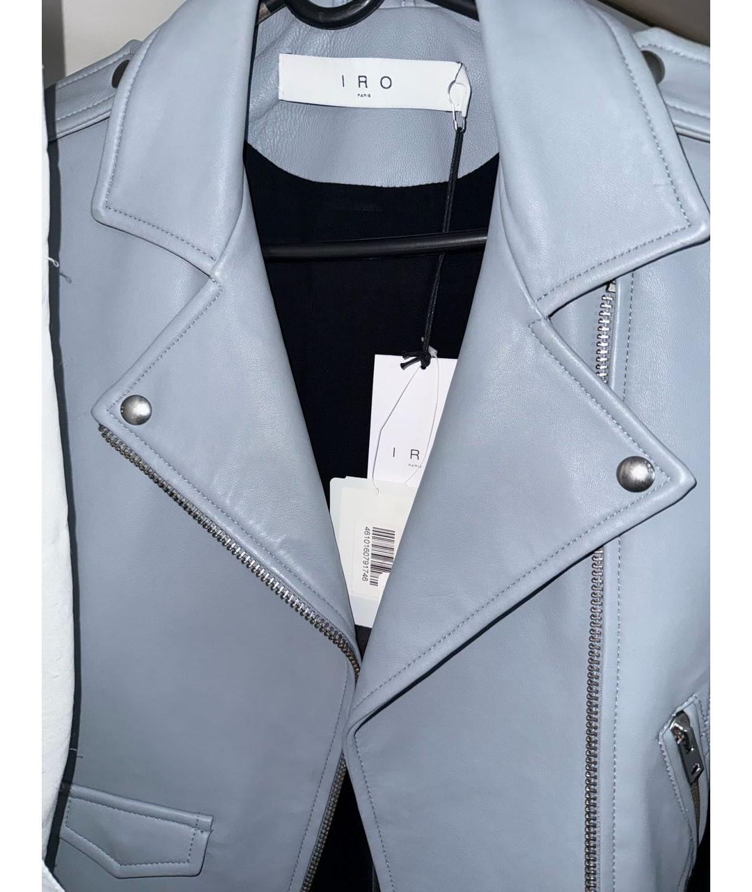 IRO Голубая кожаная куртка, фото 4