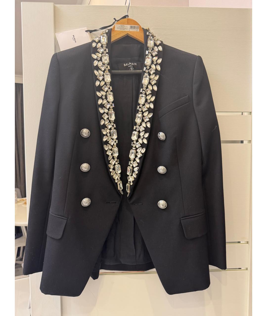 BALMAIN Черный шерстяной жакет/пиджак, фото 5