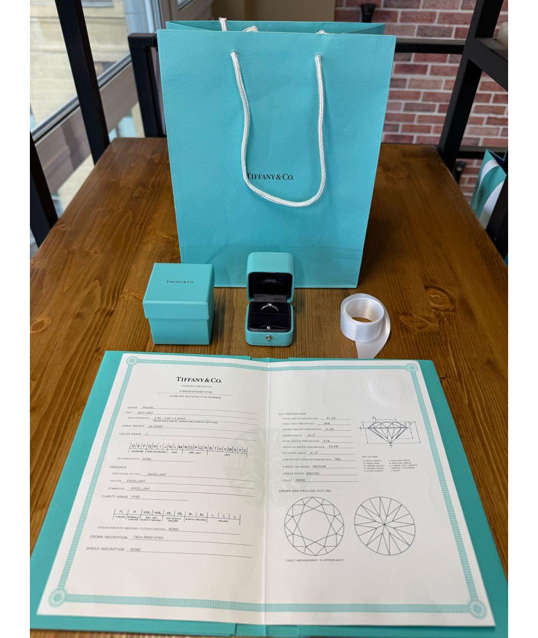 TIFFANY&CO Белое платиновое кольцо, фото 6