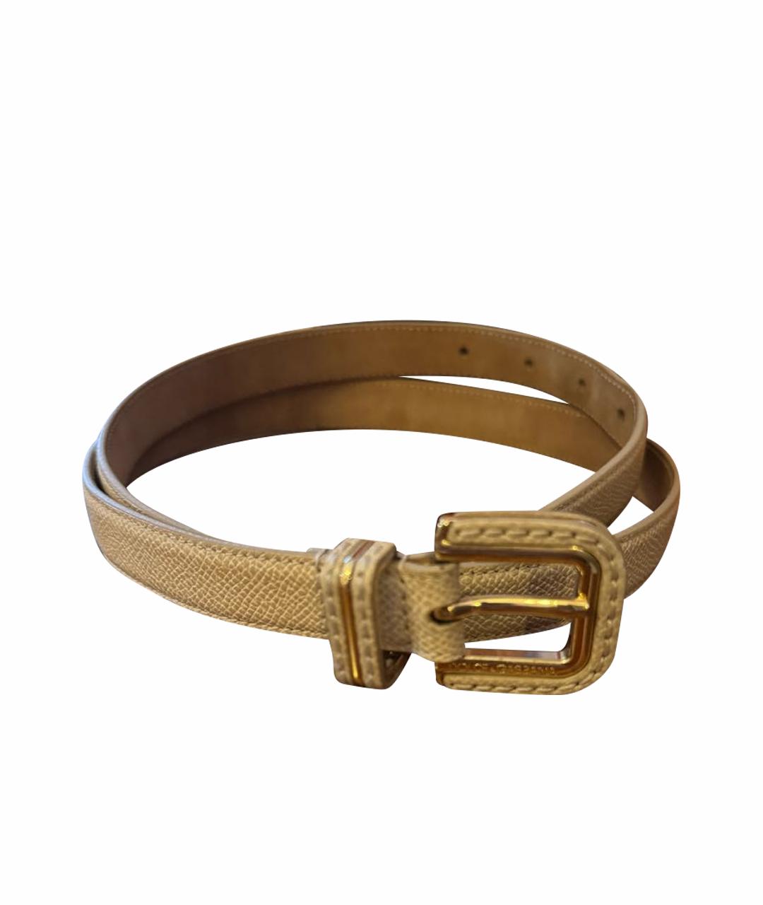 DOLCE&GABBANA Бежевый кожаный ремень, фото 1