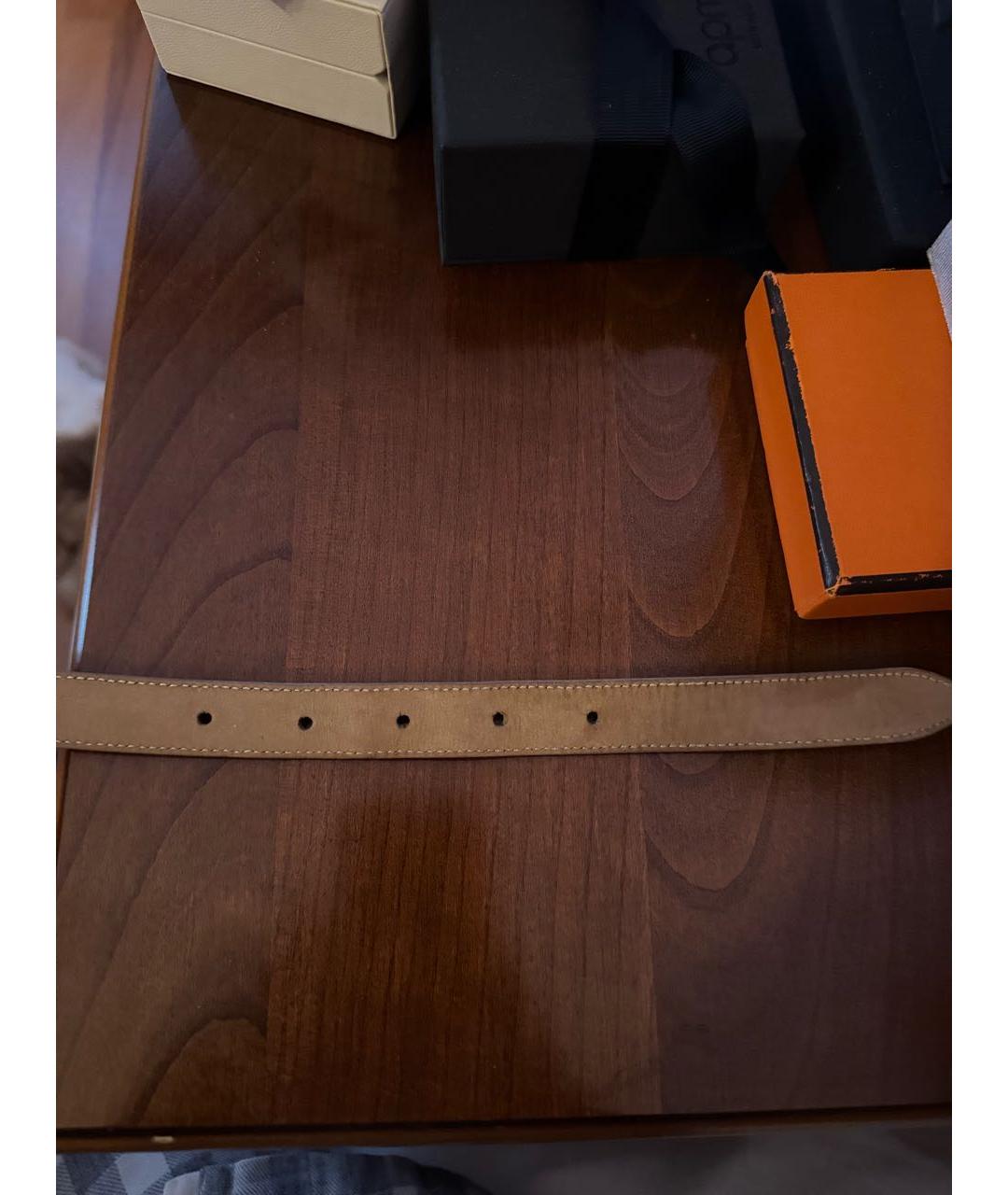 DOLCE&GABBANA Бежевый кожаный ремень, фото 4