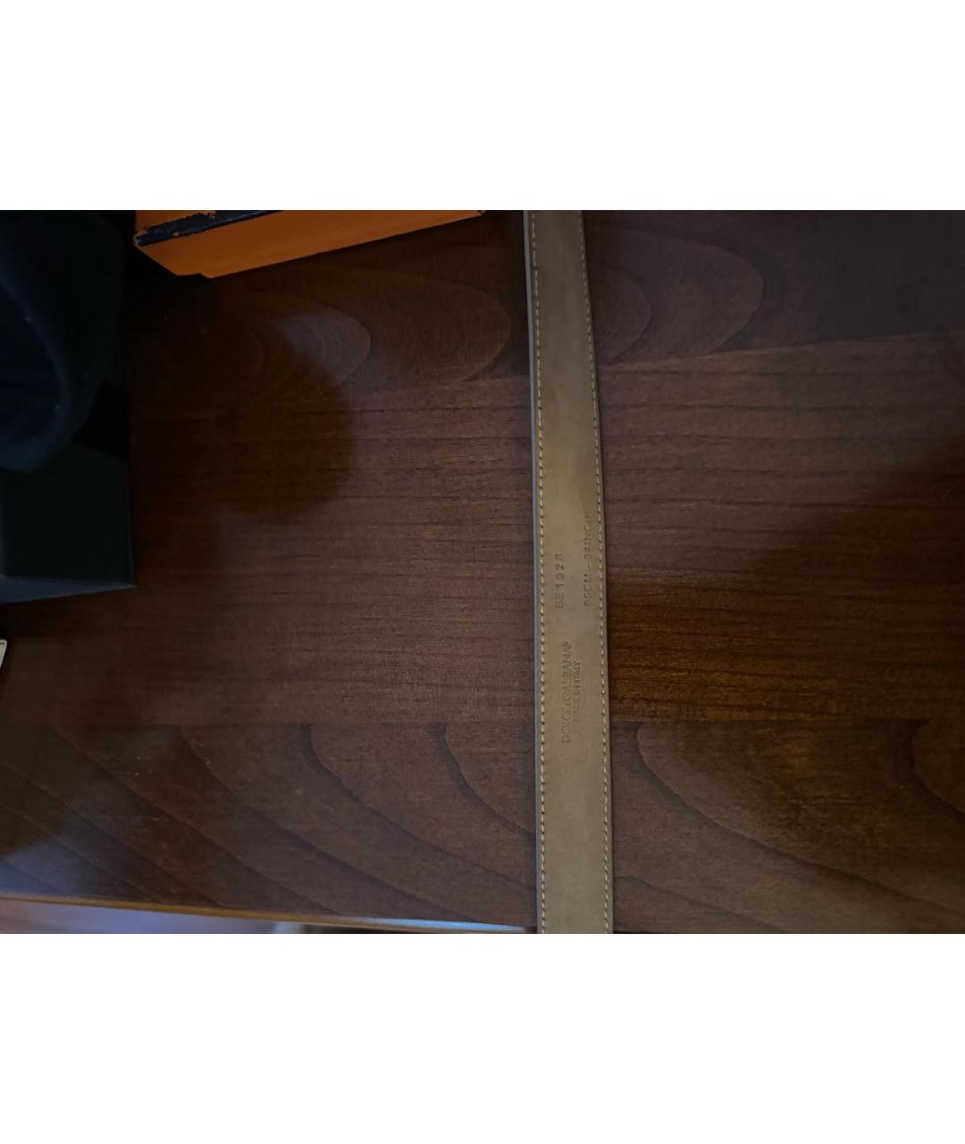 DOLCE&GABBANA Бежевый кожаный ремень, фото 5