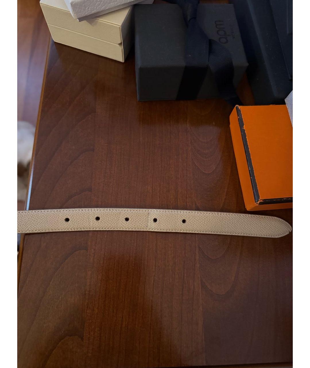 DOLCE&GABBANA Бежевый кожаный ремень, фото 3