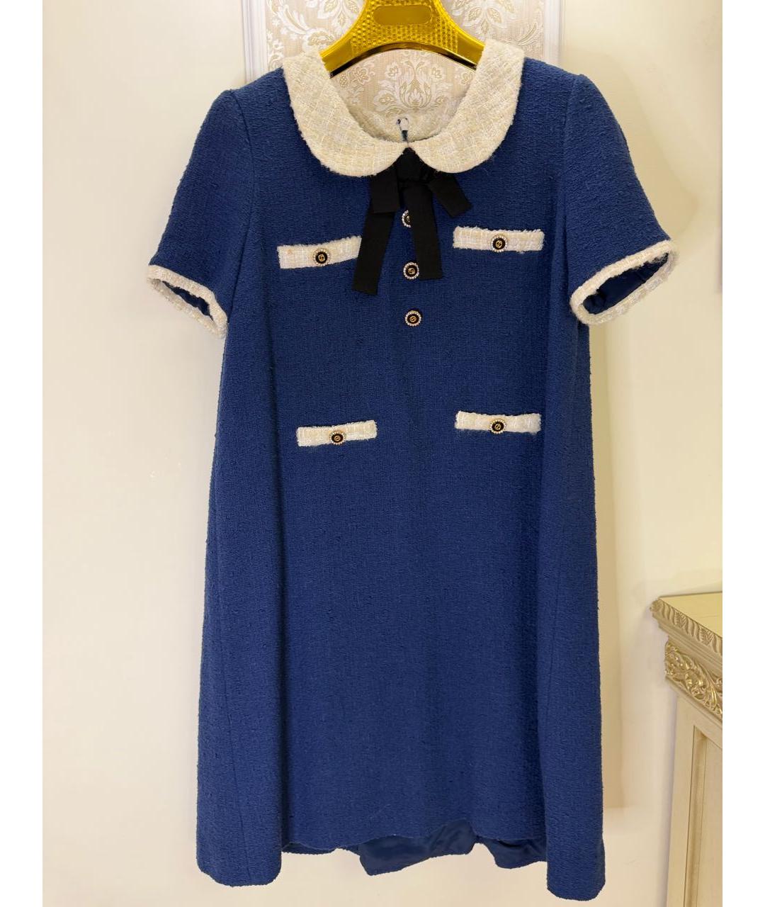 GUCCI Синее твидовое коктейльное платье, фото 9