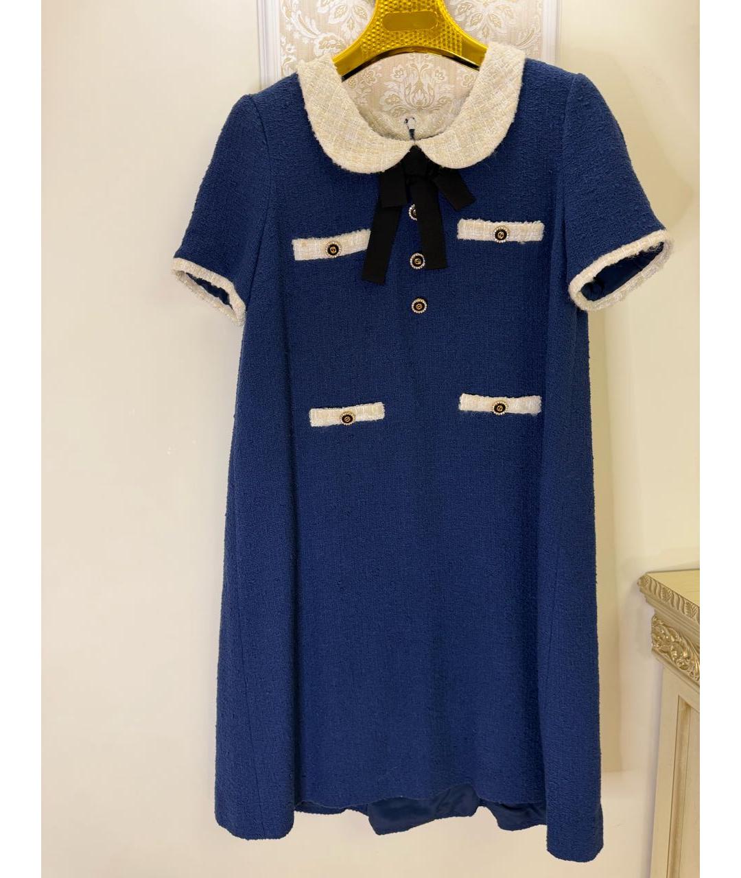 GUCCI Синее твидовое коктейльное платье, фото 2