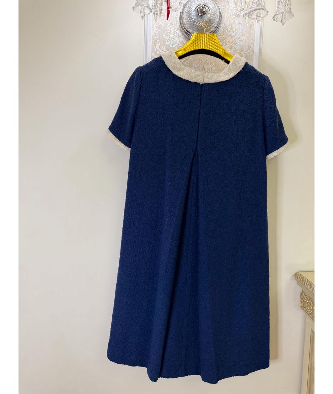 GUCCI Синее твидовое коктейльное платье, фото 3