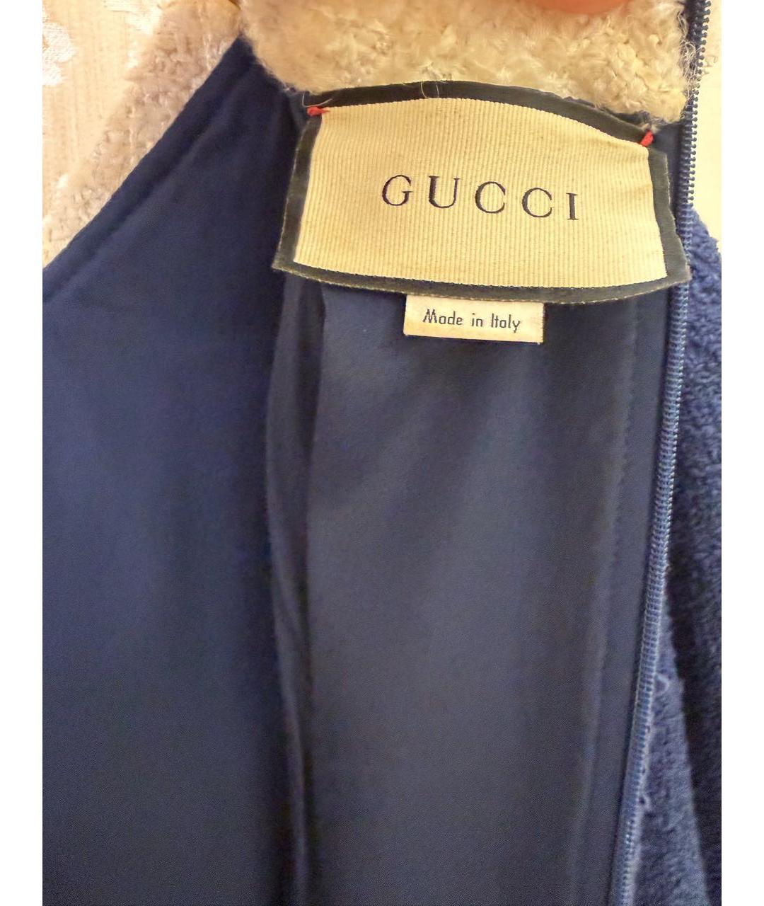 GUCCI Синее твидовое коктейльное платье, фото 4