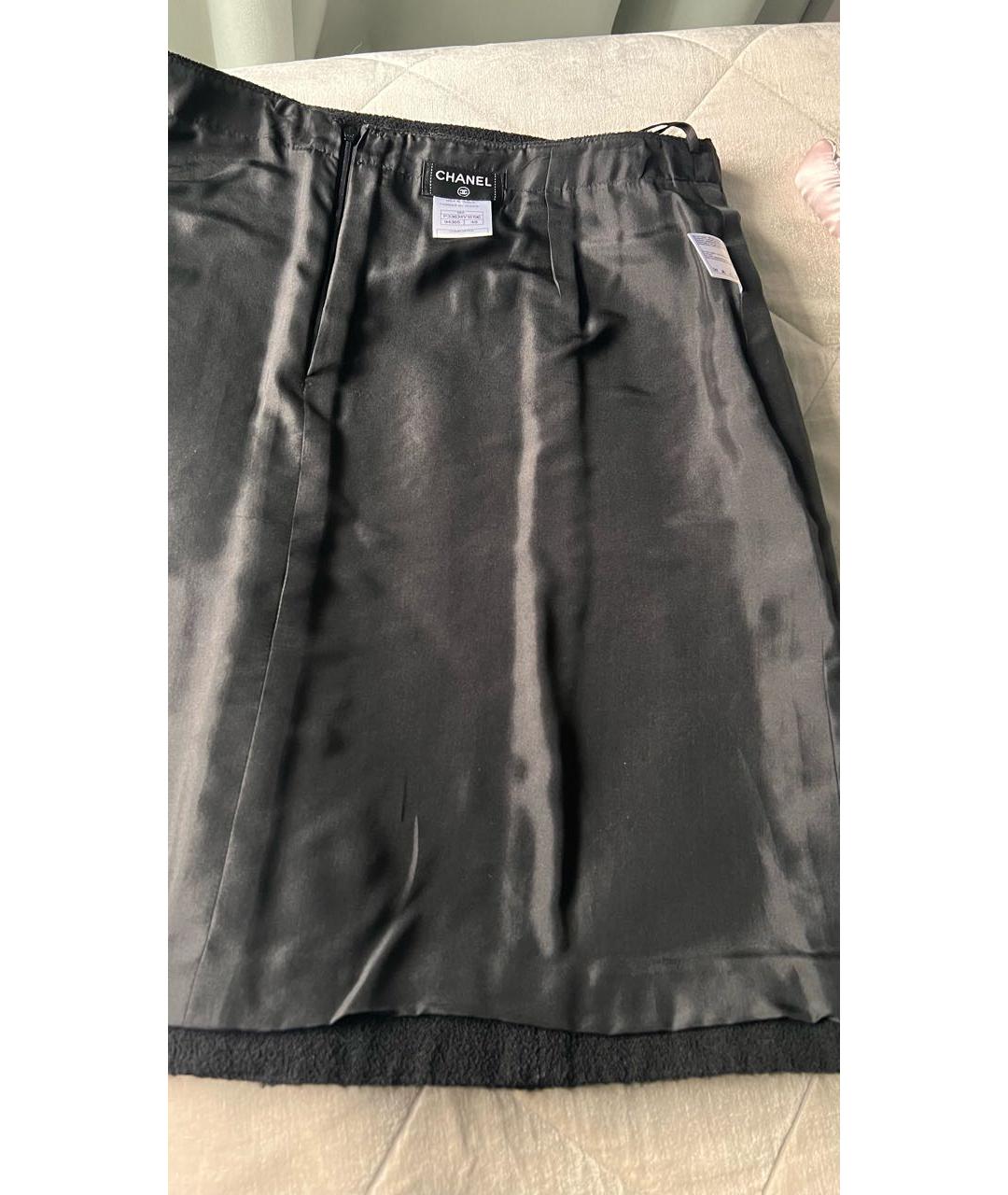 CHANEL Черная шерстяная юбка миди, фото 6