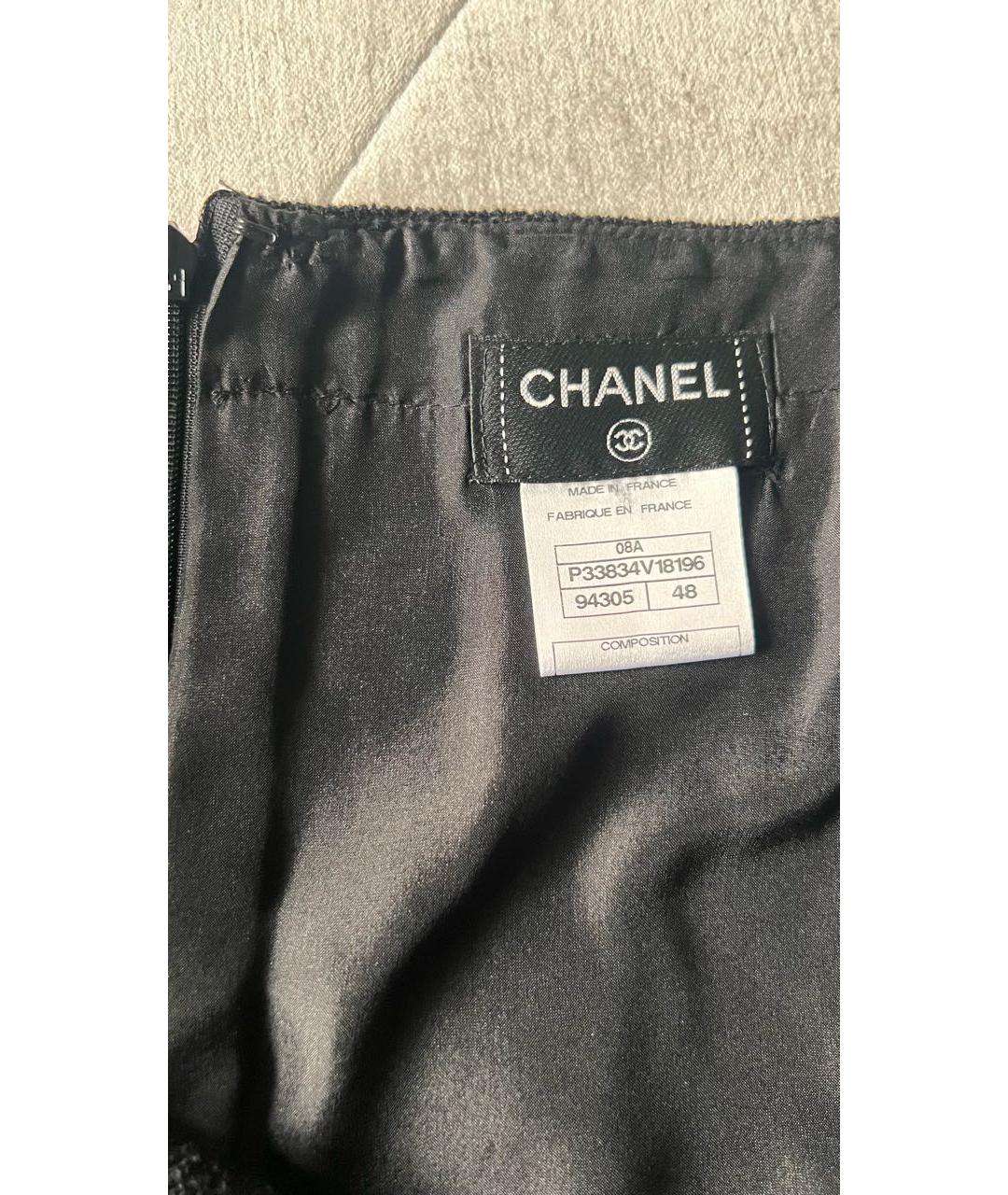 CHANEL Черная шерстяная юбка миди, фото 4