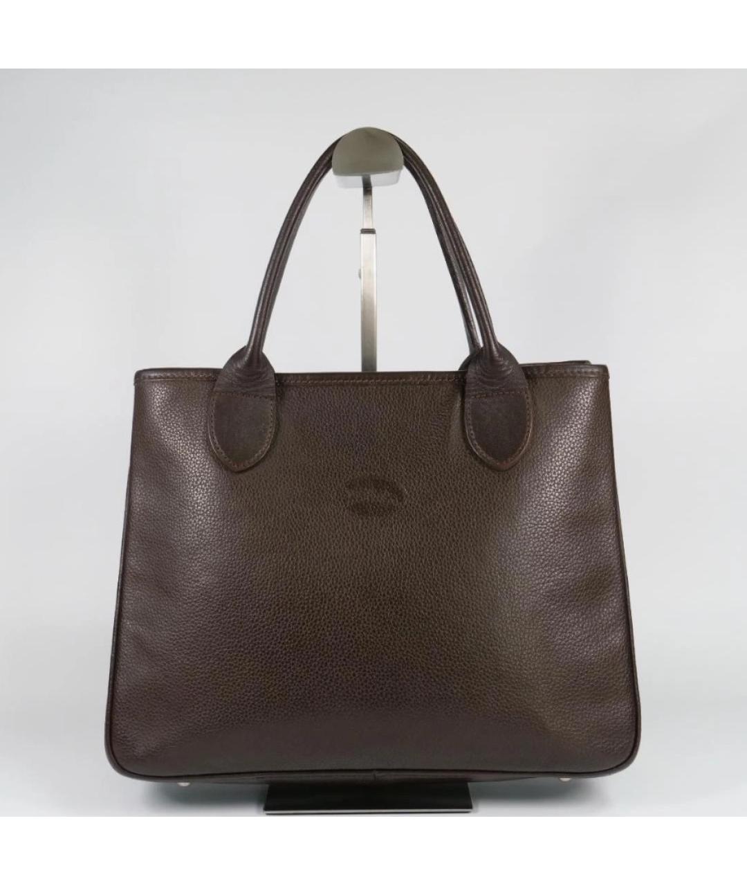 LONGCHAMP Коричневая кожаная сумка тоут, фото 10