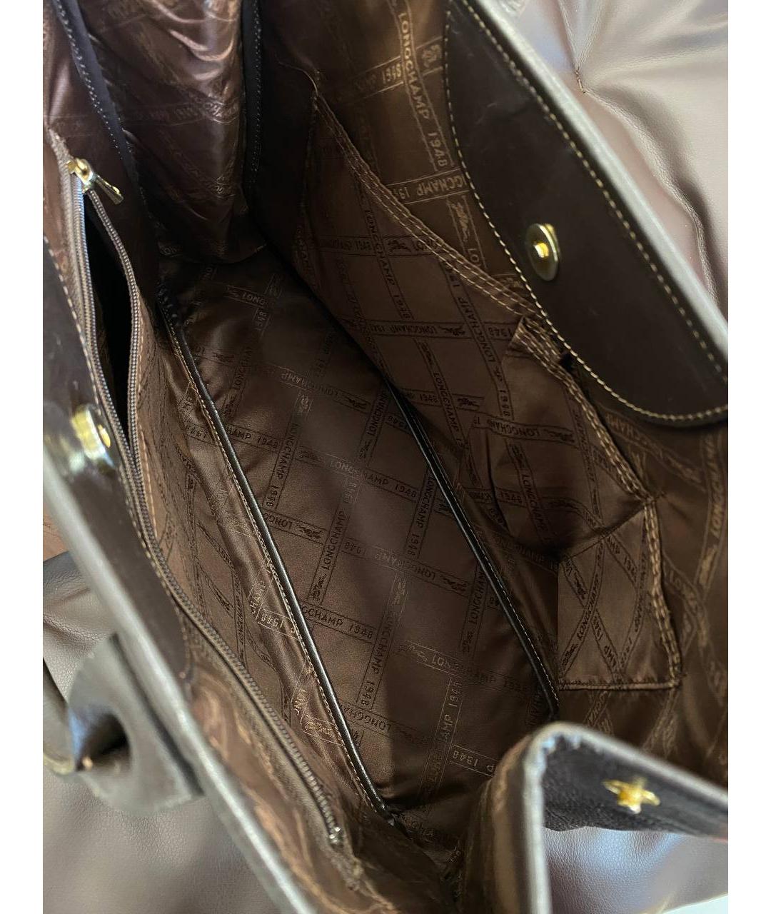 LONGCHAMP Коричневая кожаная сумка тоут, фото 5