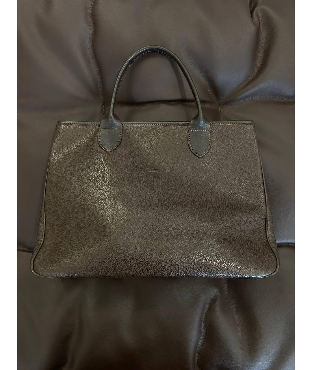 LONGCHAMP Коричневая кожаная сумка тоут, фото 3