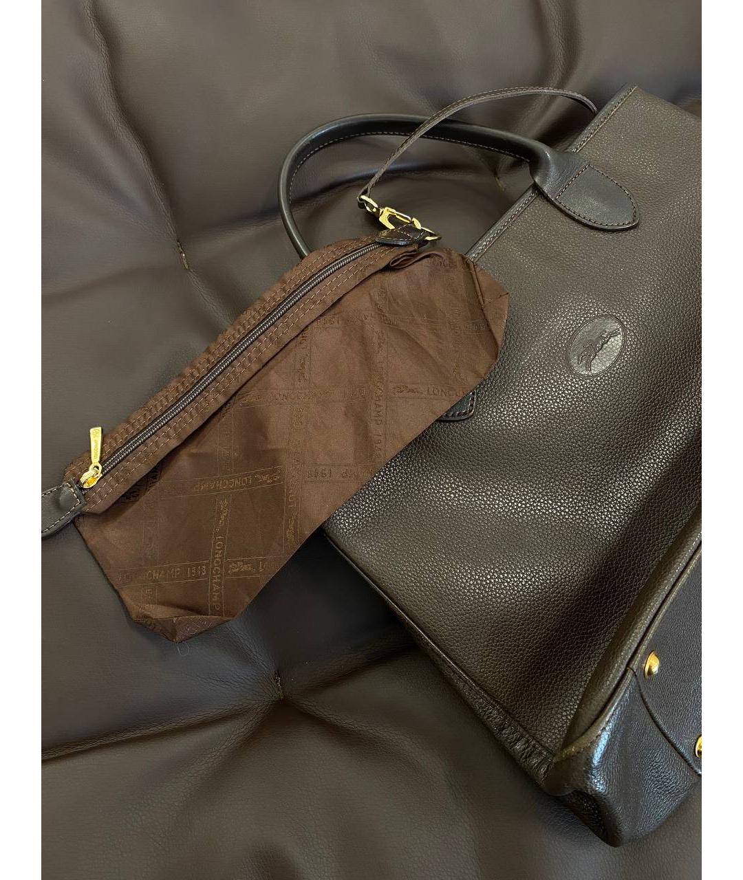 LONGCHAMP Коричневая кожаная сумка тоут, фото 9