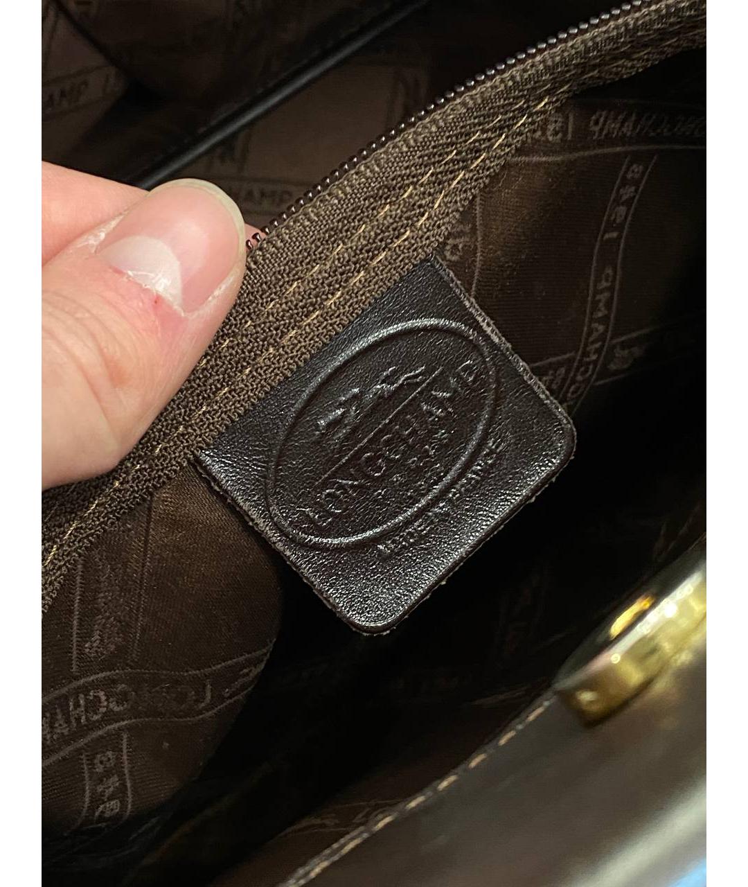 LONGCHAMP Коричневая кожаная сумка тоут, фото 6