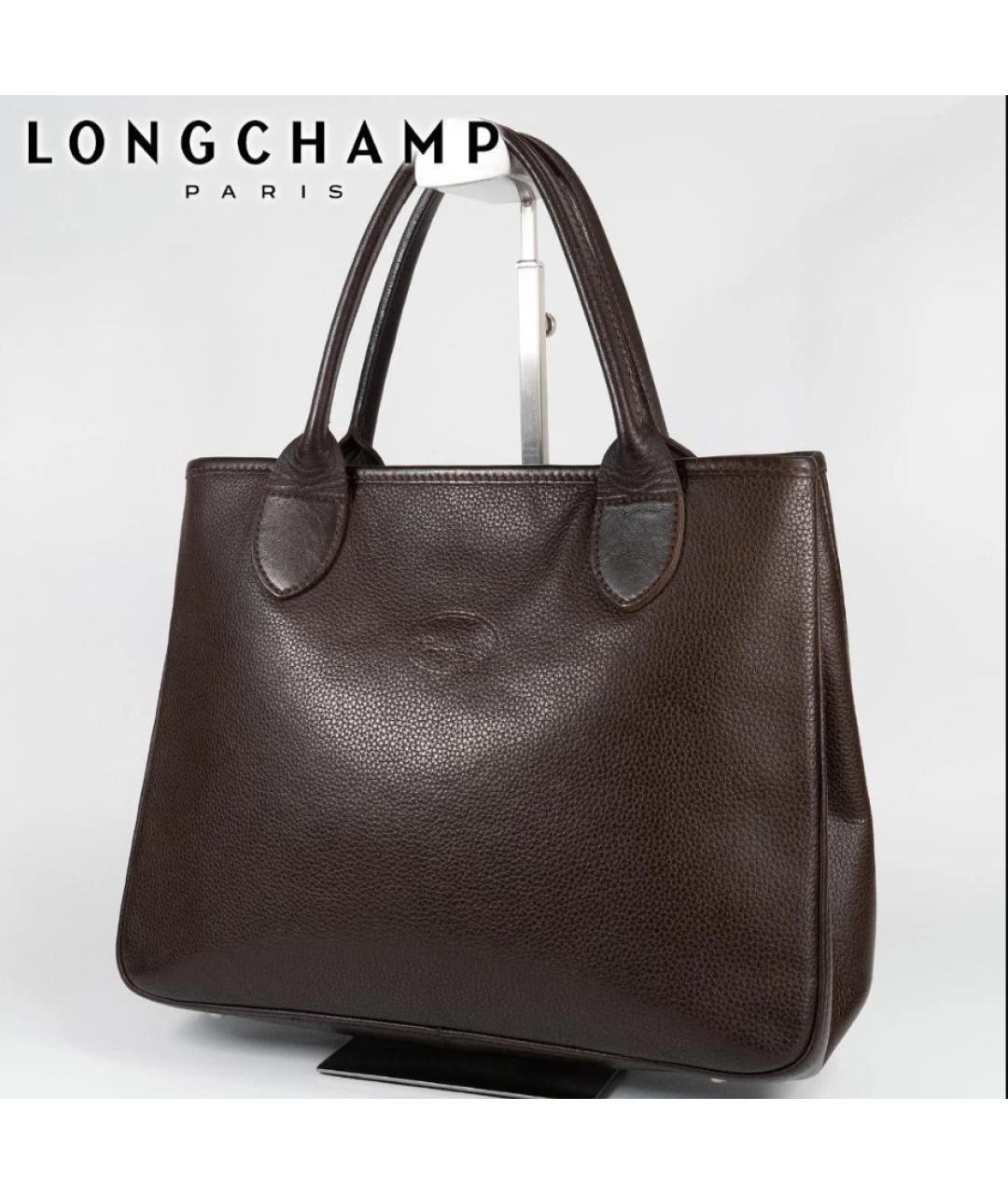 LONGCHAMP Коричневая кожаная сумка тоут, фото 2