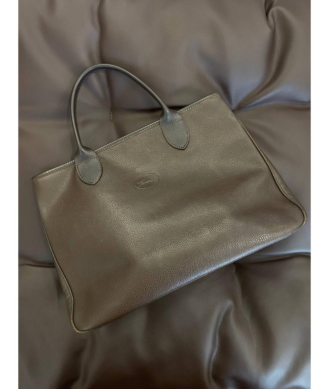 LONGCHAMP Коричневая кожаная сумка тоут, фото 4