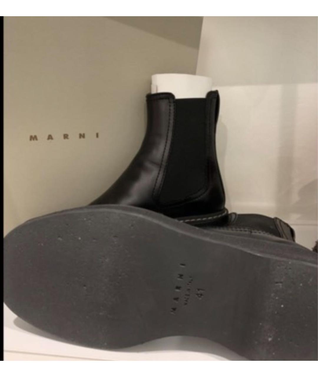 MARNI Черные кожаные ботинки, фото 4