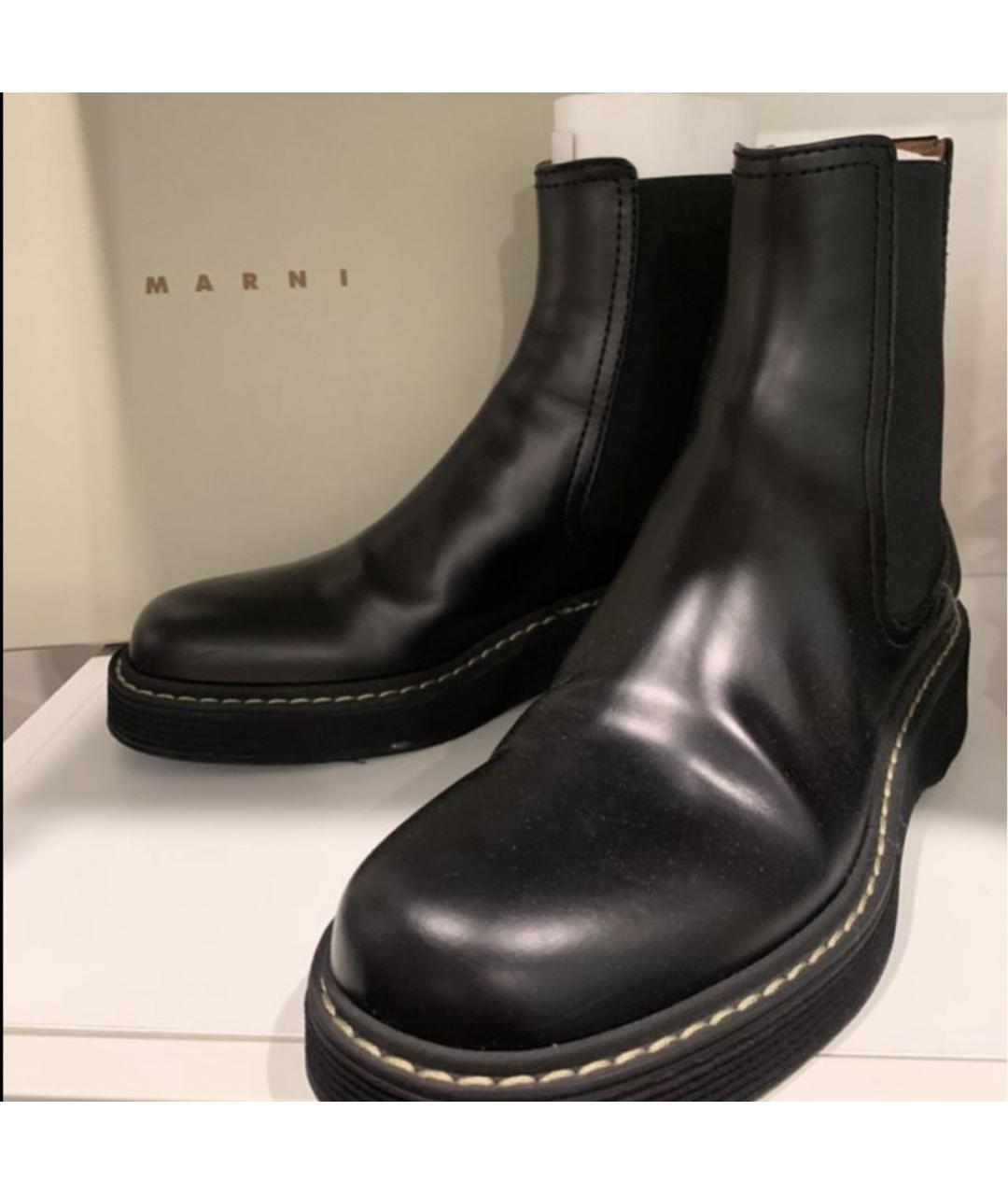MARNI Черные кожаные ботинки, фото 7