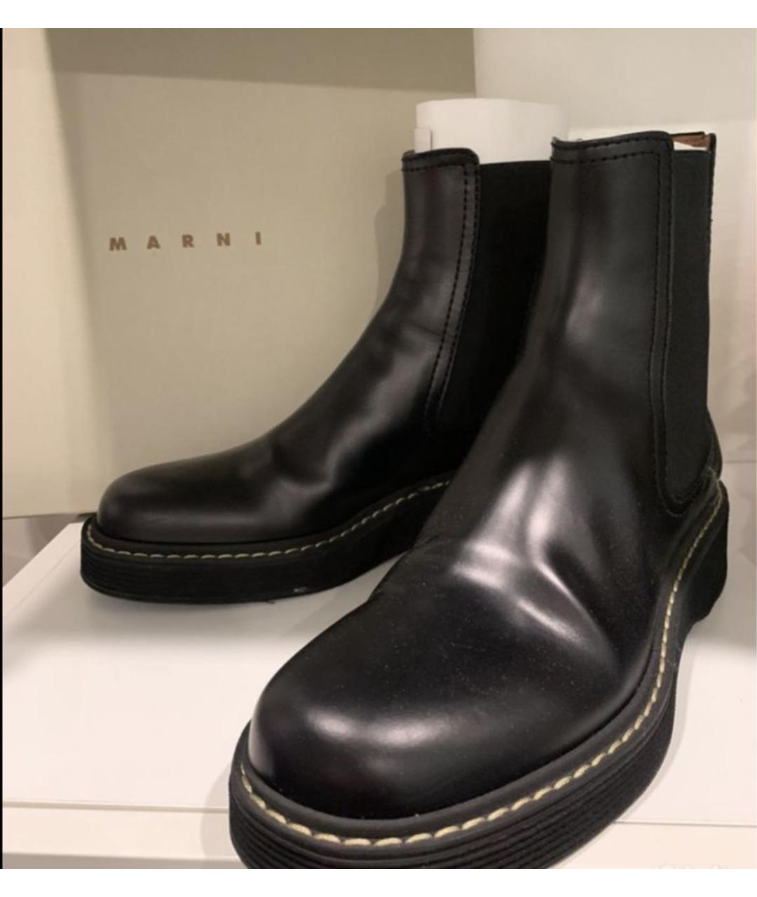 MARNI Черные кожаные ботинки, фото 3