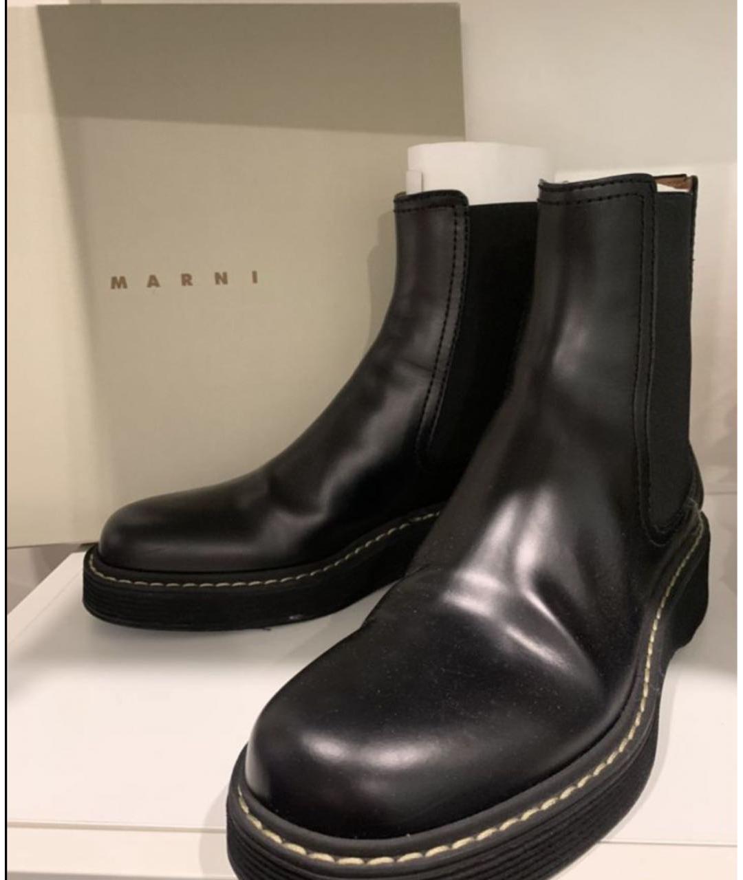 MARNI Черные кожаные ботинки, фото 2