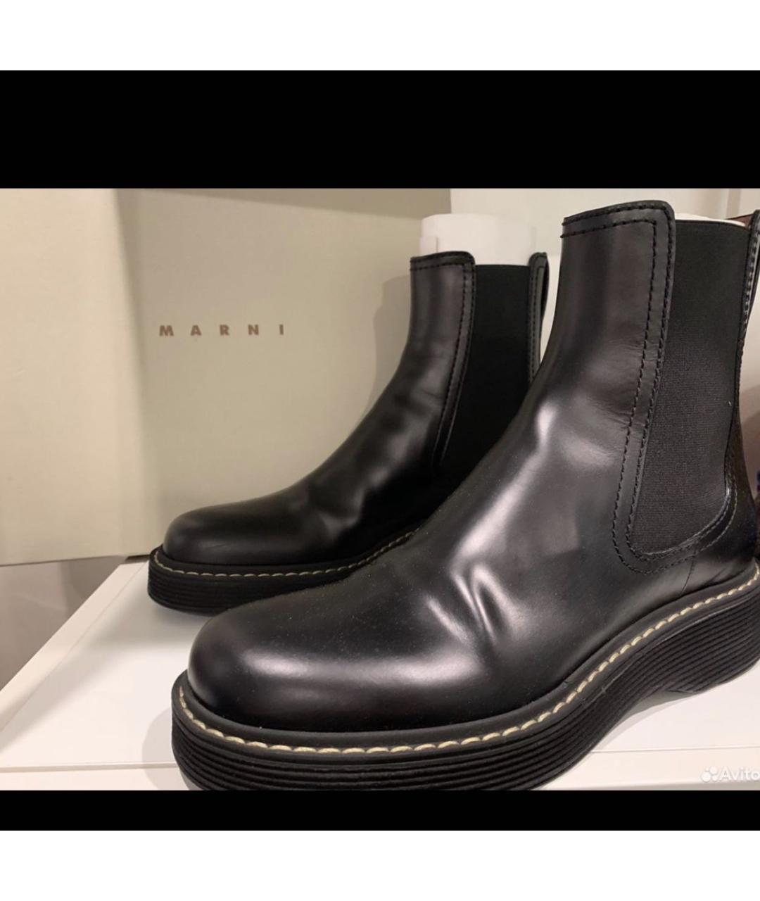MARNI Черные кожаные ботинки, фото 5