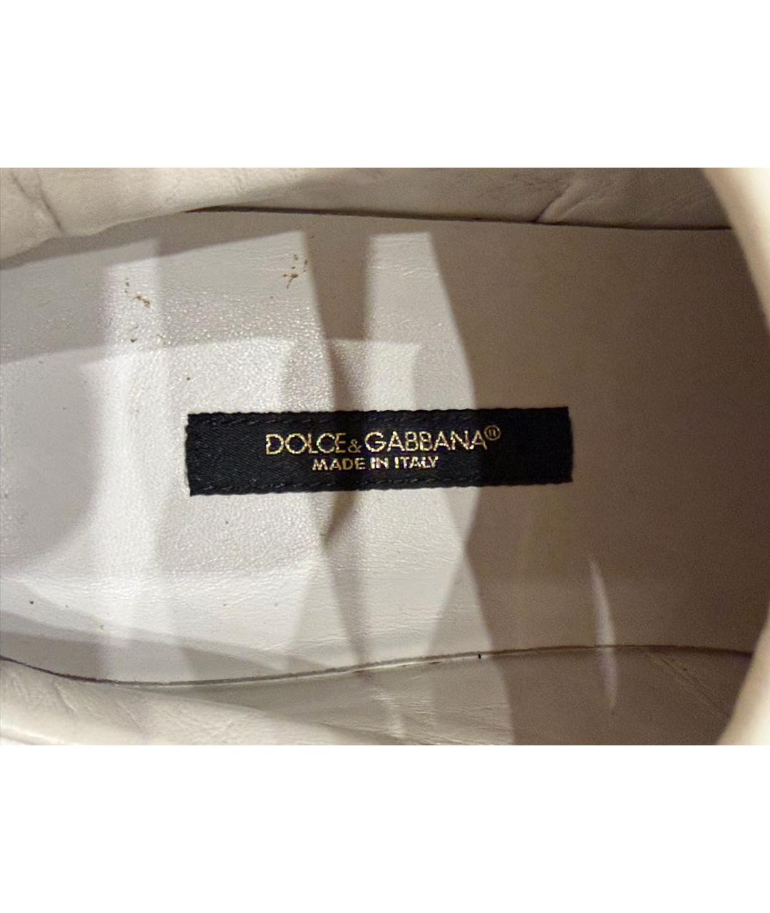 DOLCE&GABBANA Белые кожаные кроссовки, фото 6