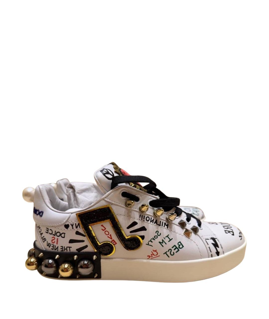 DOLCE&GABBANA Белые кожаные кроссовки, фото 1