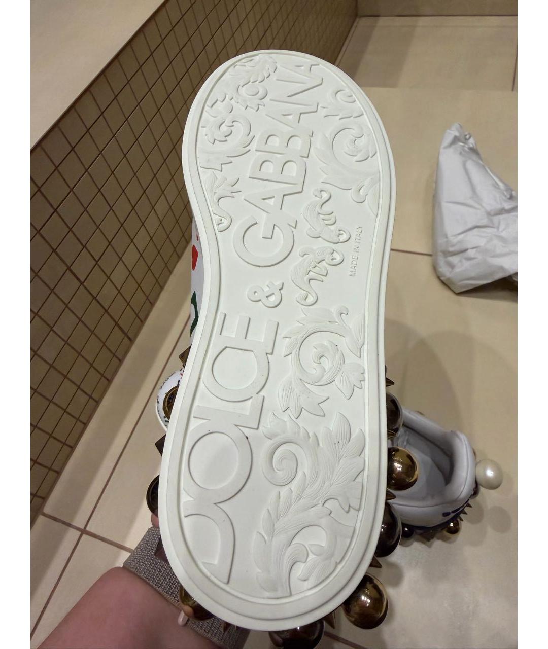 DOLCE&GABBANA Белые кожаные кроссовки, фото 8