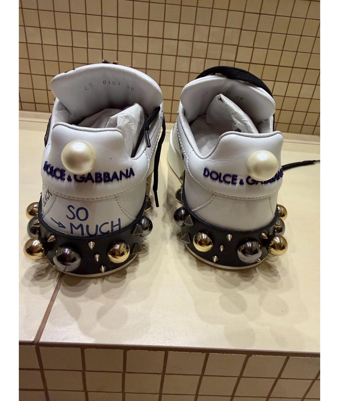 DOLCE&GABBANA Белые кожаные кроссовки, фото 4