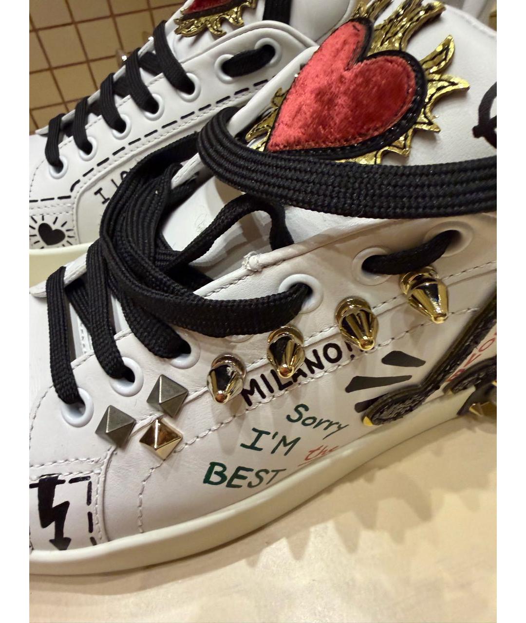 DOLCE&GABBANA Белые кожаные кроссовки, фото 3