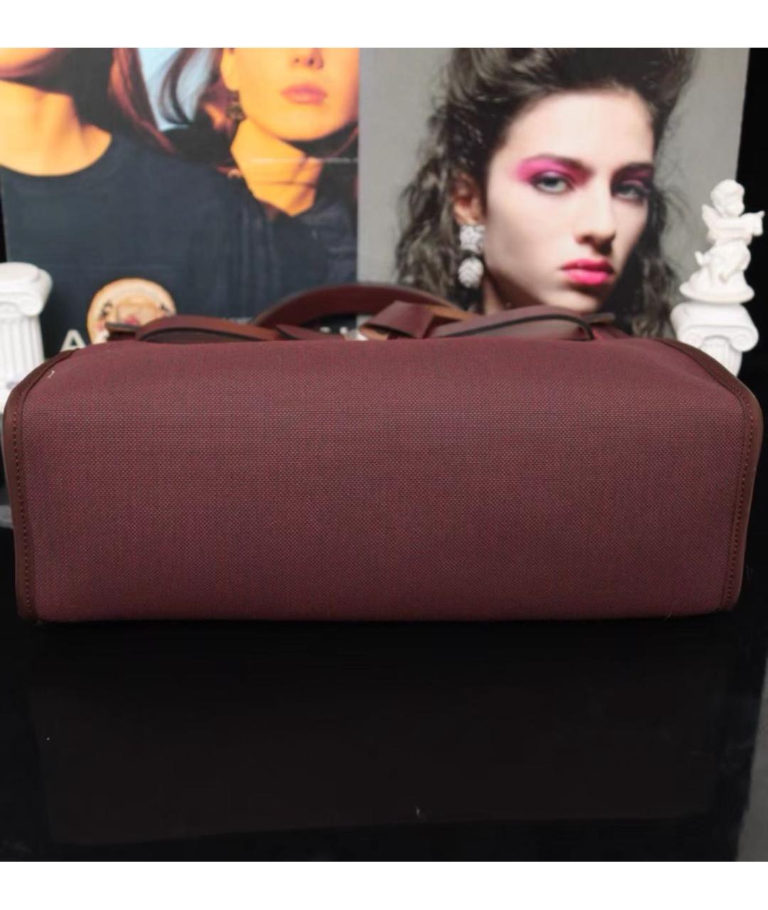 HERMES Бордовая тканевая сумка через плечо, фото 6