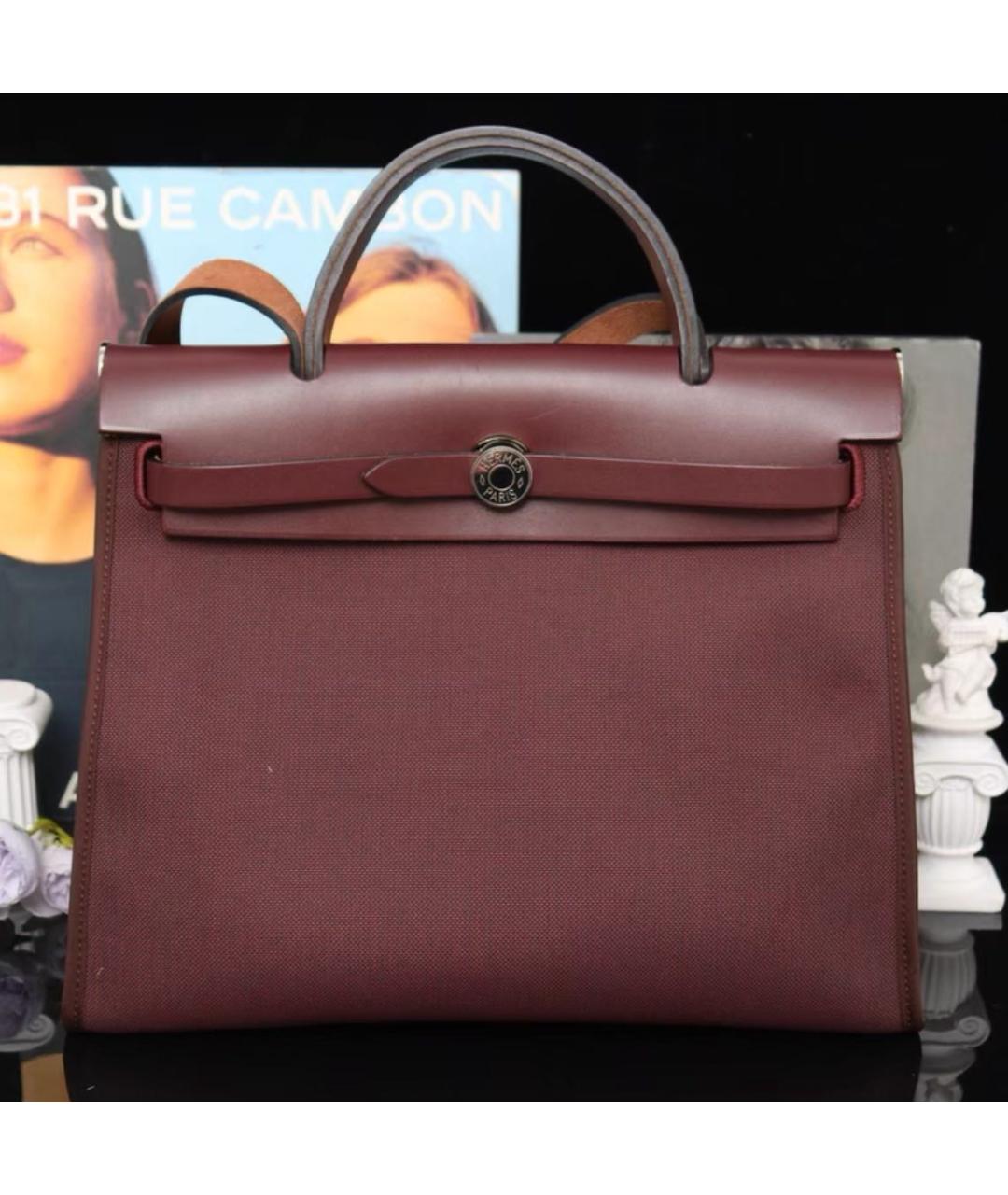 HERMES Бордовая тканевая сумка через плечо, фото 2