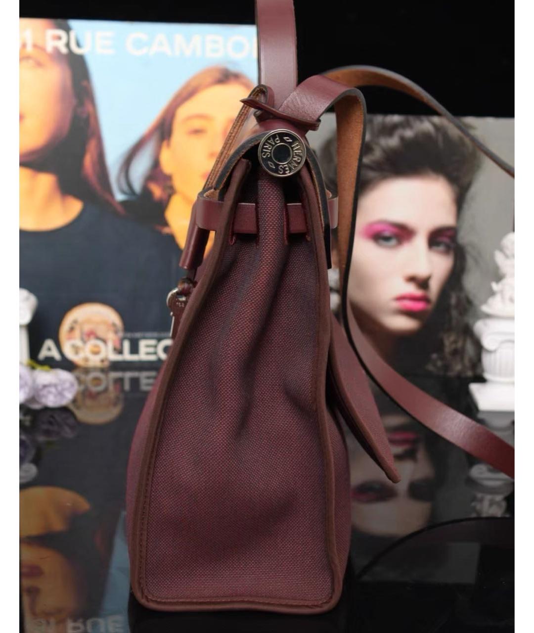 HERMES Бордовая тканевая сумка через плечо, фото 4