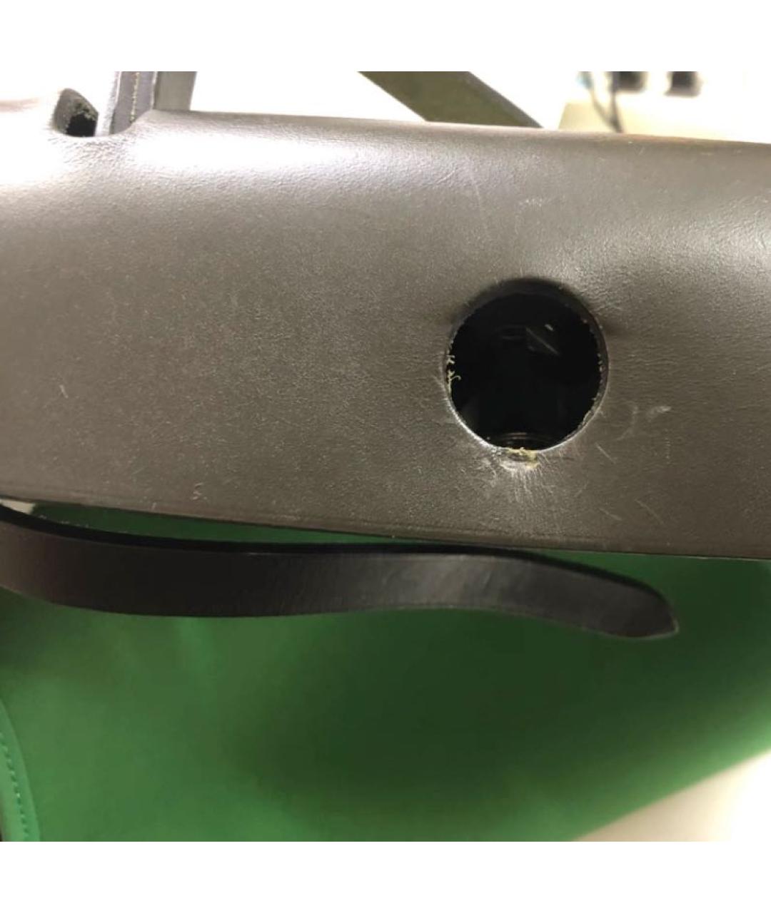 HERMES Зеленая тканевая сумка с короткими ручками, фото 6